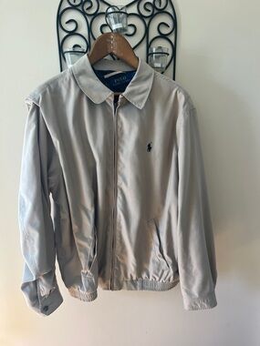 Polo by Ralph Lauren Beige Lightweight Harrington Jacket with Embroidered Pony